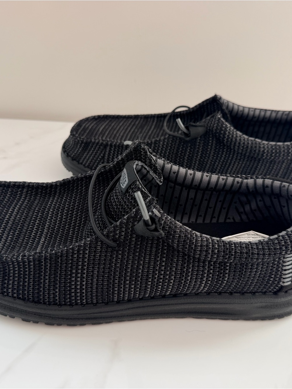 Hey Dude Wally Stretch Sox Wide Black Knit Men’s US 13 Slip-On Casual Shoes